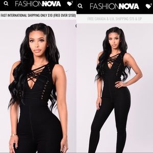 Fashion Nova Power Jumpsuit - Black Denim